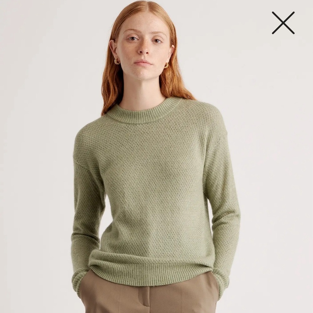 Quince Sage Green Baby Alpaca Wool Knit Sweater XS | Crewneck Soft Cozy